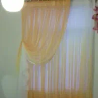 پرده حریر دو رنگ یاسی و زرد|پرده، رانر، رومیزی|تهران, افسریه شمالی|دیوار