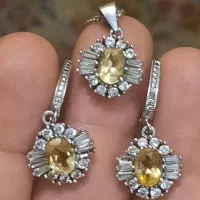 نیم ست نقره بانگین سیترین عیار۹۲۵درحدنو