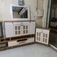 ست پایه چوب میز تلویزیون جاکفشی اینه کنسول چهاردرب