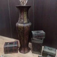 صندوقچه های چوبی با روکش چرم ،گلدان چرمی