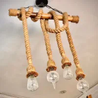 لوستر مدرن کنفی و چوب بامبو