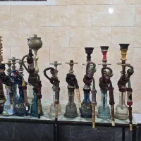 15عدد قلیان قهوه خانه ای با شیلنگ چرمی اصل|کلکسیون اشیاء عتیقه|خوی, |دیوار