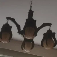 لوستر چهار شاخه چوبی|لوستر و چراغ آویز|تهران, شهرک آپادانا|دیوار