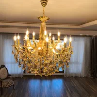 لوستر کریستالی، ۱۰ شاخه،گارانتی‌دار، همراه ۱۵ لاله