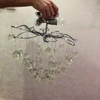 دو عدد لوستر استیل و یدونه شیشه ای