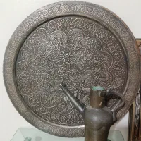 سینی مسی قدیمی 60سانتی|کلکسیون اشیاء عتیقه|بروجرد, |دیوار