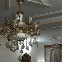 دوعدد لوسترسرامیکی۶شاخه۱۲شعله برنجی