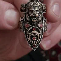 انگشتر نقره طرح شیر