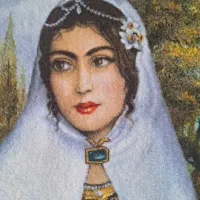 فرش دستباف دختر قاجار مارکدار استاد مرتضوی|تابلو فرش|اصفهان, سپاهان‌شهر|دیوار