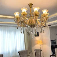 جفت لوستر ۱۰ شاخه و یک سه شاخه کریستالی|لوستر و چراغ آویز|رشت, رشتیان|دیوار