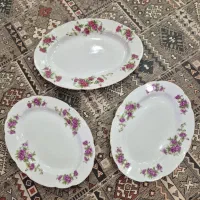 دیس چینی گل سرخی لب طلایی