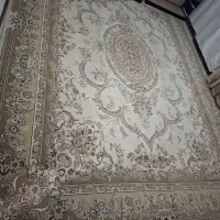 2 عدد فرش 12 متری کرم گل برجسته
