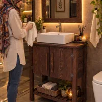 کابین و کابینت زیر روشویی تمام چوب،چوب روس