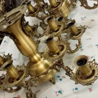 دو عدد لوستر برنزی ده شعله فوق زیبا