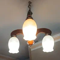 لوستر ۳ شاخه چوبی