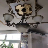 لوستر  پنج  و سه شعله  برنجی|لوستر و چراغ آویز|پردیس, فاز ۲|دیوار