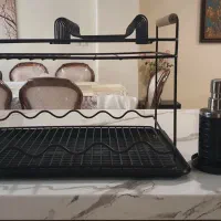 آبچکان مشکی فلزی همراه با ظرف مایع دوقلو|آب‌چکان و نظم‌دهنده ظروف|تهران, بلوار کشاورز|دیوار