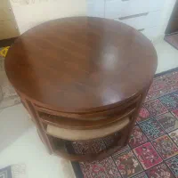 میز نهارخوری چوبی گرد 4 نفره