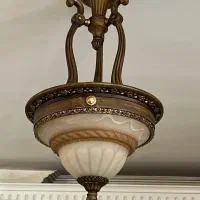 لوستر و دیوار کوب آنتیک چوبی ‌حباب سنگی