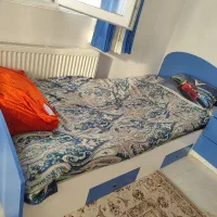 کمد تخت پا تختی میز تحریر و شلف بزرگ آبی پسرانه|تخت و سرویس خواب|لاهیجان, بوجایه|دیوار