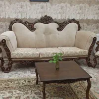 مبل ۹نفره ۱۰۰درصدچوب گردو بشرط نو نو باکاور ژله ای|مبلمان خانگی و میز عسلی|تهران, شهرک چیتگر|دیوار