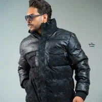 کاپشن مردانه چرم سیلیکونی ترکیبی