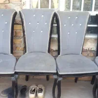 صندلی پایه چوب گردوروکش طوسی مخمل|میز و صندلی غذاخوری|تربت جام, یحیی آباد|دیوار