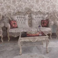 مبل استیل۷نفره منبت کاری چوب گردو ملایر بدون هزینه