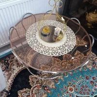 میز عسلی استیل و شیشه