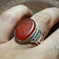 انگشتر حرز کهنه و عقیق یمنی با امضای عماد