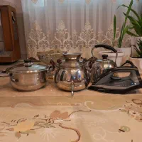 کتری استیل و قابلمه استیل و اتو بخار در حد نو