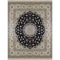 فرش دستباف ۳/۵ متری نایین اصل ۶لا گل ابریشم آکبند