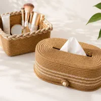 جا دستمال و سبد مربعی قیطان دوزی