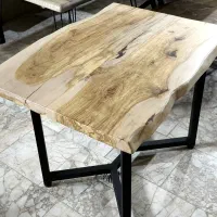 میز نهارخوری روستیک چوب چنار و فلز