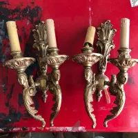 یک جفت چراغ دیواری (دیوار کوب) برنزی