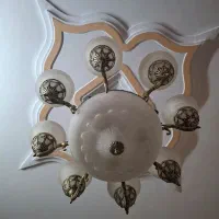 لوستر ۸ شاخه برنزی به همراه دیوار کوب در حد نو|لوستر و چراغ آویز|تهران, وحیدیه|دیوار