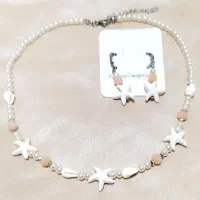 گردنبند ستاره دریایی و صدف ومروارید همراه گوشواره