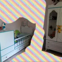 تخت کودک و نوجوان دومنظوره همراه باکمد و تشک تخت|تخت و سرویس خواب|اردبیل, |دیوار