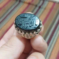 انگشتر نقره با نگین سنگ عقیق سیاه خراسان