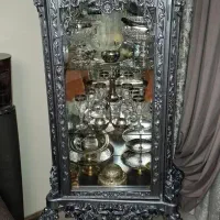 بوفه رنگ نقره ای سفارشی ۳طبقه منبت کاری