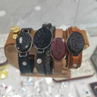 دستبنده امامان چرمه اصل قاب نقره حکاکی شده دستساز|زیورآلات و اکسسوری|محمدیه-قزوین, |دیوار