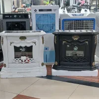 بخاری شومینه 36000استیل خزر بزرگ سفید مشکی گارانتی