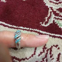انگشتر فیروزه نیشابوری معدنی  زنانه 925