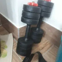 دمبل 2/5 کیلویی متغیر نو لاستیکی به همراه کش لوپ