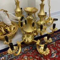 سه عدد لوستر طلایی کاملا تمیز و سالم