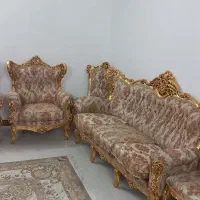 مبل۱۰ نفره روکش طلا،چوب راش با ناهارخوری ۶ نفره ست|مبلمان خانگی و میز عسلی|سبزوار, فقیه سبزواری|دیوار