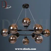 لوستر گرد مدرن ۳۲ شاخه حباب دودی