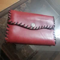 کیف پول زنانه چرم زرشکی