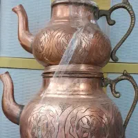 قوری و کتری مسی قلم زده