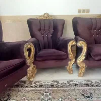 مبلمان هفت نفره کارکرده ولی سالم|مبلمان خانگی و میز عسلی|ابریشم, |دیوار